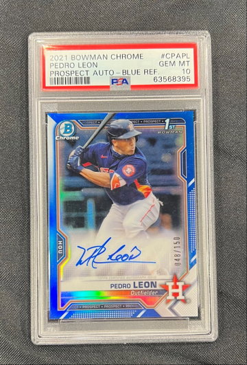 2021 Bowman Chrome Blue Auto Pedro Leon PSA 10 Gem
