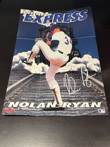 Vintage 1993 Kelloggs Nolan Ryan The Ryan Express 9x13 Poster Rangers HOF