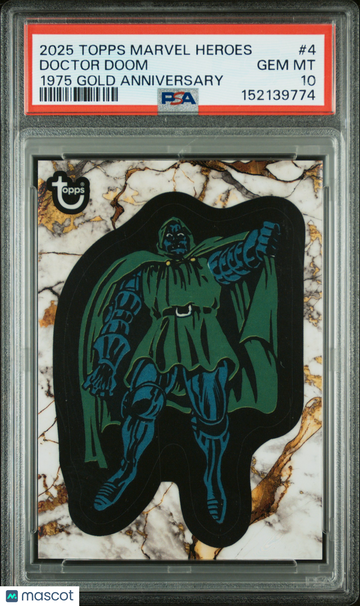 2025 Topps Marvel Comic Book Heroes 1975 Gold Anniversary Doctor Doom #4 PSA 10
