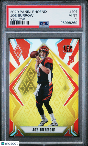 2020 Panini Phoenix Joe Burrow #101 Yellow /75 Parallel/Variety Rookie PSA 9