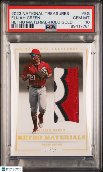 2023 Panini National Treasures Retro Materials Elijah Green #EG Holo Gold /25 PSA 10