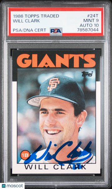 1986 Topps Traded Will Clark #24T PSA 9 Auto 10