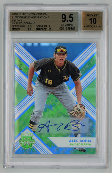2018 Elite Extra Edition Autographs Aspirations Tie Dye /10 Alec Bohm BGS 9.5 w 10 Auto Pop 1!!