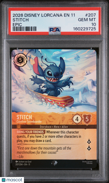 2026 Disney Lorcana EN 11-Winterspell Stitch #207 Epic PSA #207