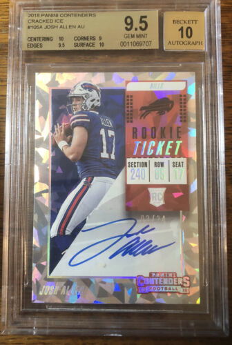 2018  Panini Contenders Cracked Ice Josh Allen #105 AU Beckett Card 9.5  Auto 10