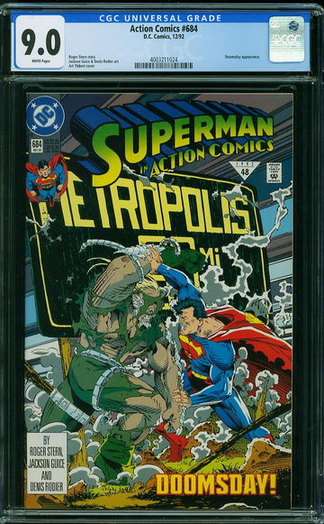ACTION COMICS #684, CGC 9.0 VFNM
