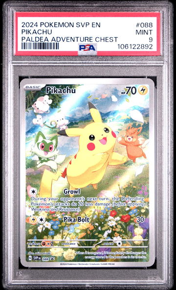 2024 Pokemon Scarlet and Violet Black Star Promo Paldea Adventure Chest Pikachu #88 PSA 9