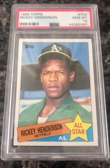 RICKEY HENDERSON PSA 10 1985 TOPPS ALL STAR #706