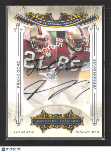2008 Playoff National Treasures Signature Combos Frank Gore Vernon Davis #2 /10 Authentic Signatures