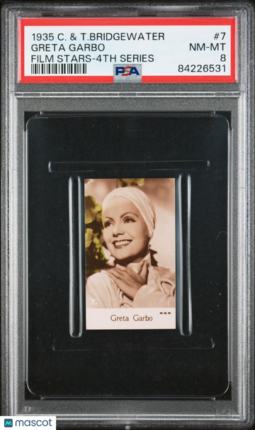 1935 C. & T. Bridgewater Film Stars-4TH Series Greta Garbo #7 PSA 8