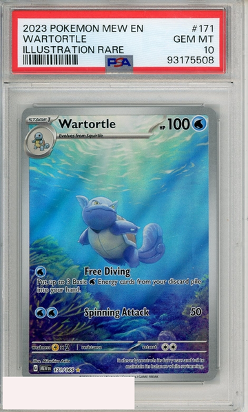 2023 POKEMON MEW EN-151 WARTORTLE #171 ILLUSTRATION RARE PSA 10 GEM MT