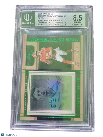 2024 Panini One One Man Show Autographs Green Patrick Mahomes II #185 BGS 8.5 Auto 9