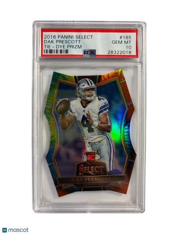 2016 Panini Select Dak Prescott #185 Tie Dye Prizm Die Cut PSA 10