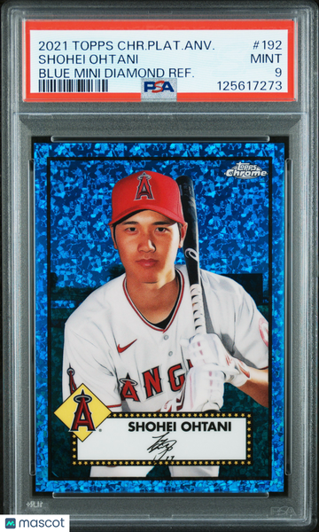 2021 Topps Chrome Platinum Anniversary Shohei Ohtani #192 Blue Mini Diamond Refractor PSA 9