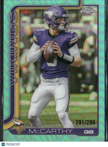 2025 Topps Chrome J.J. McCarthy #199 Teal Wave Refractor SN