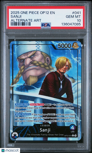 2025 One Piece Op12-Legacy Of The Master Sanji Alternate Art PSA 10 #041