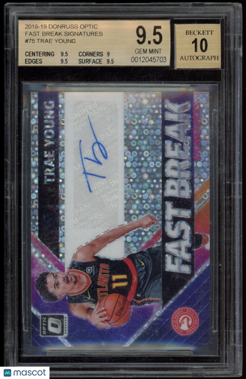 2018-19 Donruss Optic Fast Break Trae Young #75 Rookie BGS 9.5 Auto 10