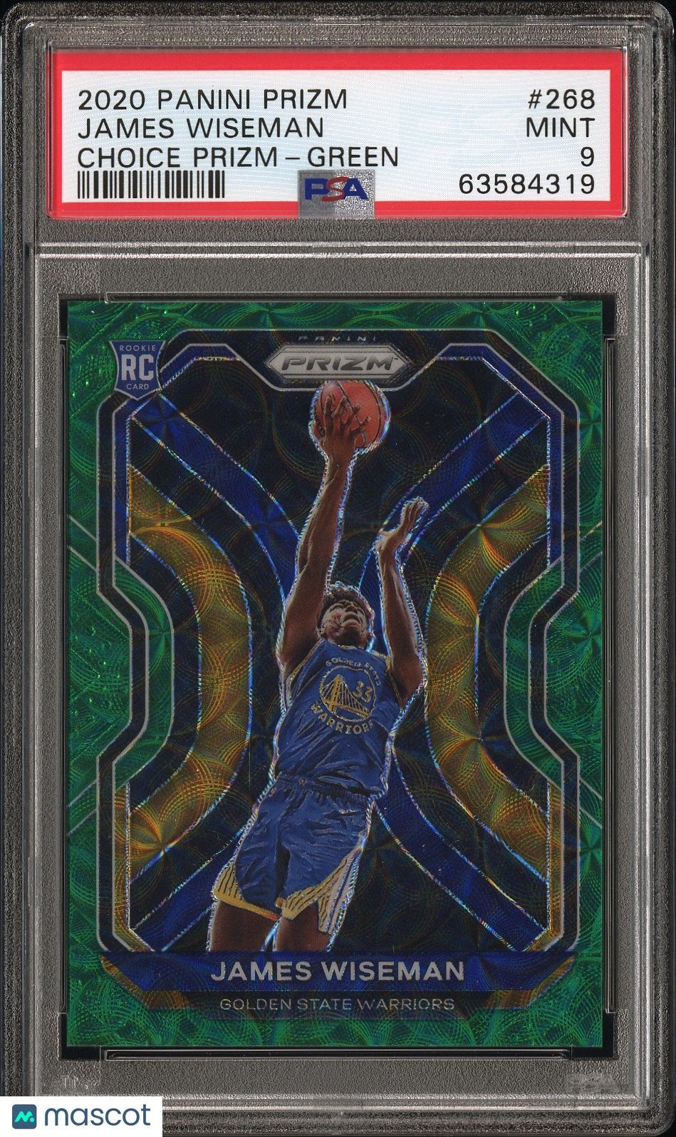 2020 Panini Prizm James Wiseman #268 PSA 9 Green Scope #/8 Rookie Mint Pistons