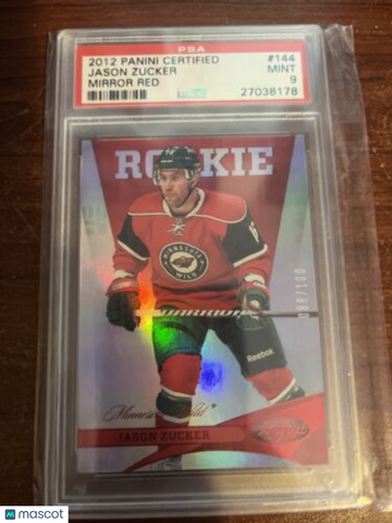 2012-13 Panini Certified Jason Zucker #144 Rookie PSA 9
