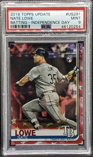 2019 Topps Update Nate Lowe #291 Independence Day PSA 9