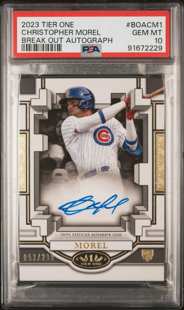 2023 TOPPS CHRISTOPHER MOREL TIER ONE BREAK OUT AUTOGRAPHS #BOACM1 PSA 10 BS.C3.20