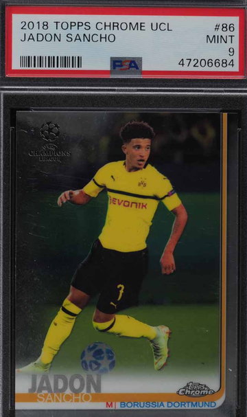 ADON SANCHO ROOKIE 2018 TOPPS CHROME UEFA CHAMPIONS LEAGUE RC #86 PSA 9
