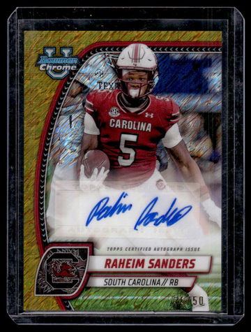 2024 Bowman University Chrome Gold Raheim Sanders #PA-RSA Auto /50