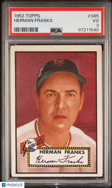 1952 Topps Herman Franks #385 PSA 3