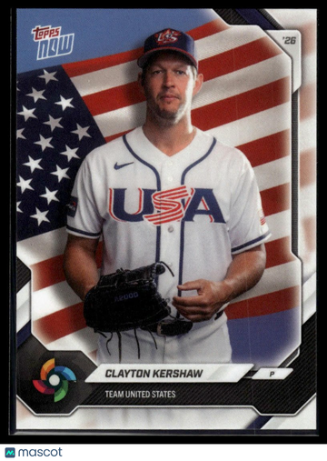 2026 Topps Now World Baseball Classic Clayton Kershaw #USA06 Team Set USA