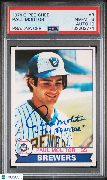 1979 O-Pee-Chee Paul Molitor #8 INSCRIBED PSA 8 Auto 10
