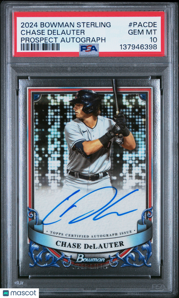 2024 Bowman Sterling Prospect Autographs Chase Delauter #PACDE PSA 10