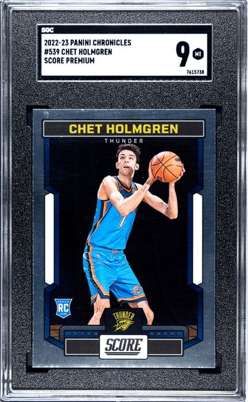 2022-23 Panini Chronicles Score Premium Chet Holmgren #539 RC SGC 9
