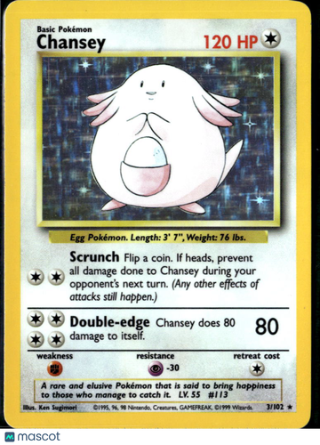 1999 Base Set Chansey Holo Rare #3/102
