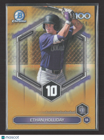 2026 Bowman Chrome Top 100 Ethan Holliday #BTP-10 Gold Refractor /50