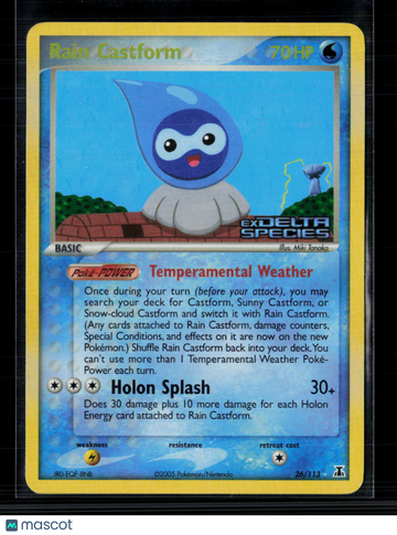 2007 EX Delta Species Rain Castform Holo Rare #26/113