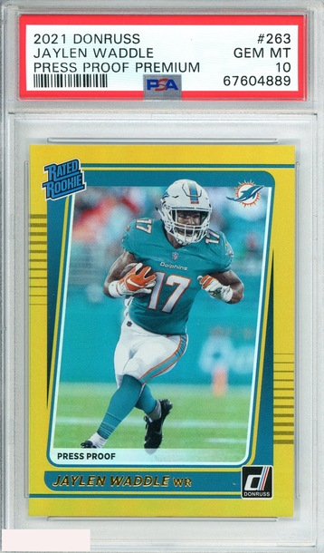 2021 PANINI DONRUSS JAYLEN WADDLE #263 PRESS PROOF PREMIUM RC PSA 10 GEM MT