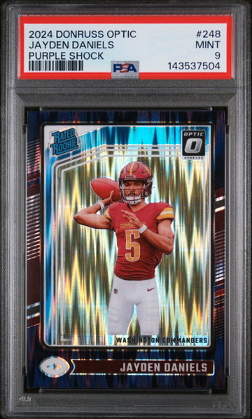 2024 Donruss Optic Rated Rookie Purple Shock Jayden Daniels #248 PSA 9