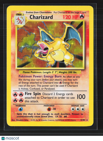 1999 Base Set Charizard Holo Rare #4/102
