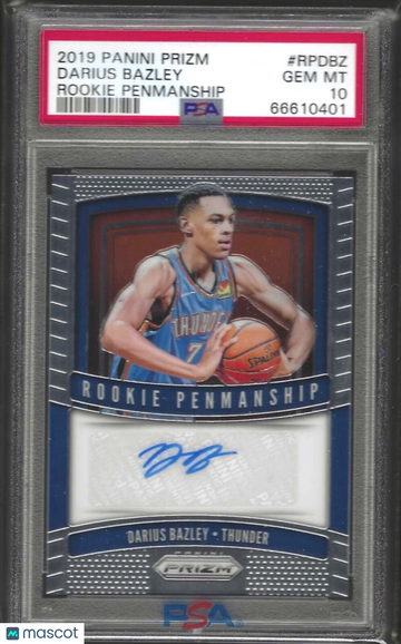 2019 Panini Prizm Rookie Penmanship Darius Bazley #RPDBZ PSA 10