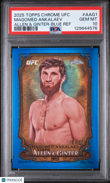 2025 Topps Chrome UFC Allen & Ginter Magomed Ankalaev #AAG1 Blue Ref /150 PSA 10