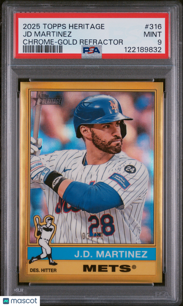 2025 Topps Heritage JD Martinez #316 Chrome Gold Refractor PSA 9