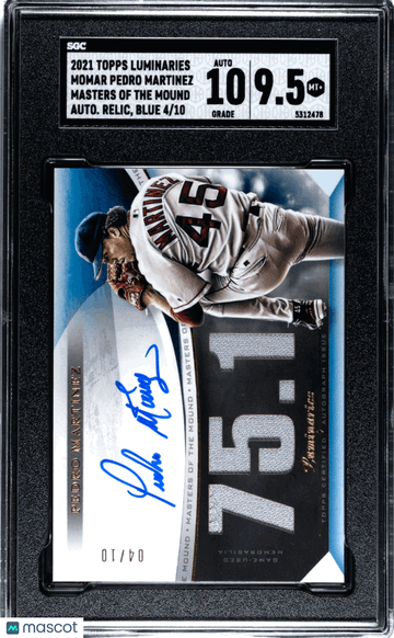 2021 Topps Luminaries Pedro Martinez #MOMAR-PM /10 Masters Of The Mound Auto. Relic Blue SGC 9.5