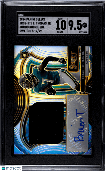 2024 Panini Select Brian Thomas JR. #JRSS-BTJ Jumbo Rookie SIG. Swatches SGC 9.5 Auto 10