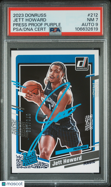 2023 Panini Donruss Jett Howard #212 Press Proof Purple /199 PSA 7 Auto 9
