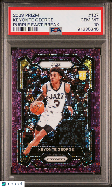 2023 Panini Prizm Keyonte George #127 Purple Fast Break PSA 10