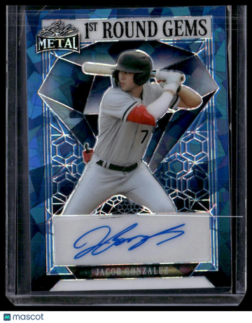 2023 Leaf Metal Jacob Gonzalez #1RG-JG1 1st Round Gems Autographs Blue Crystal SN,AU