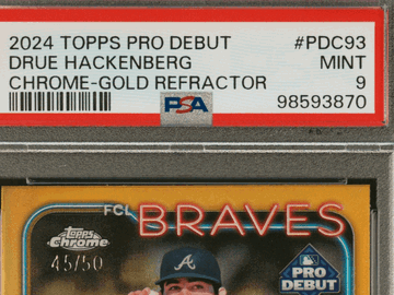 2024 Topps Pro Debut Drue Hackenberg #PDC93 Chrome-Gold Refractor /50 PSA 9
