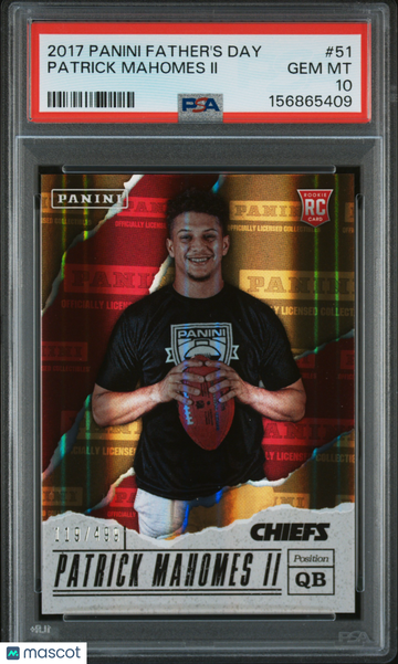 2017 Panini Father's Day Patrick Mahomes II #51 Rookie /499 Parallel/Variety Rookie PSA 10