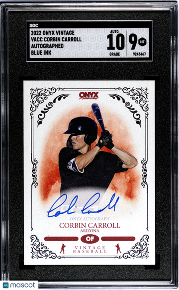 2022 Onyx Vintage Corbin Carroll #VACC Autograph Blue Ink SGC 9 Auto 10