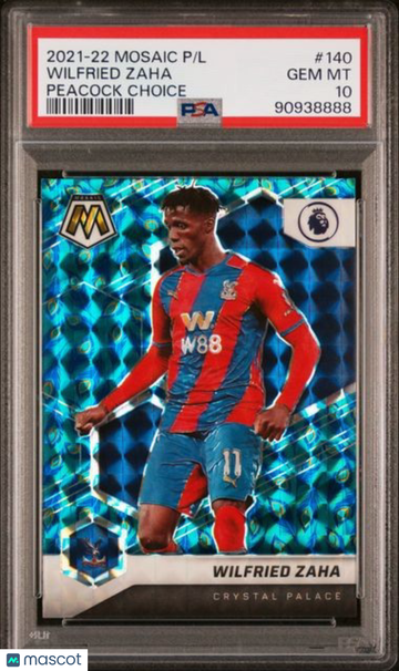 2021 Panini Mosaic Premier League Wilfried Zaha #140 Peacock Choice PSA 10